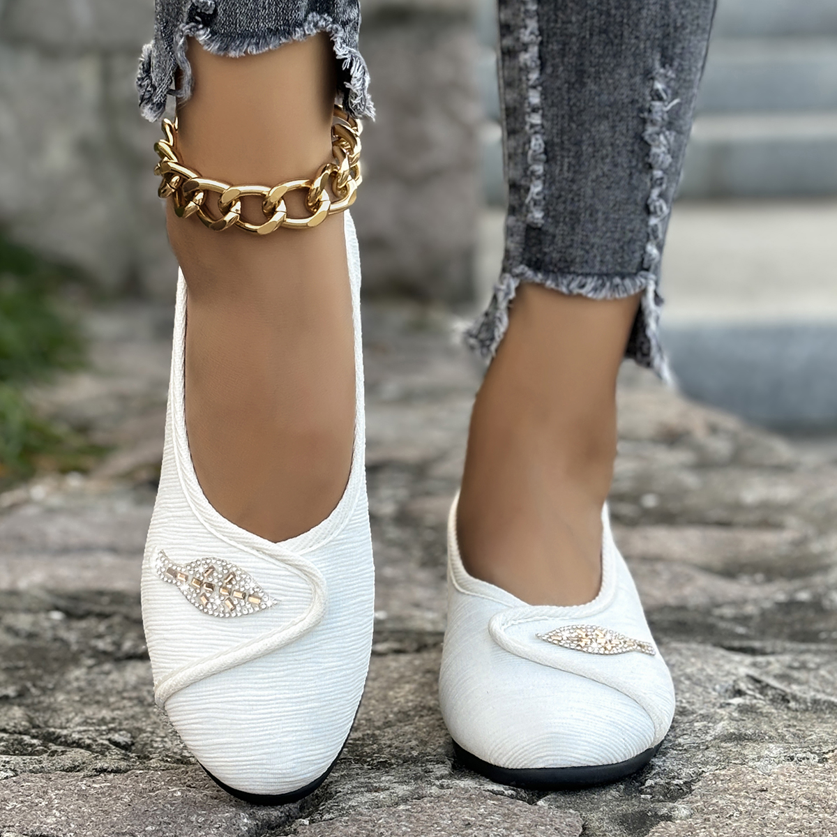 Men Shoes Everyday - Women's Elegant Rhinestone Flat Shoes 2025