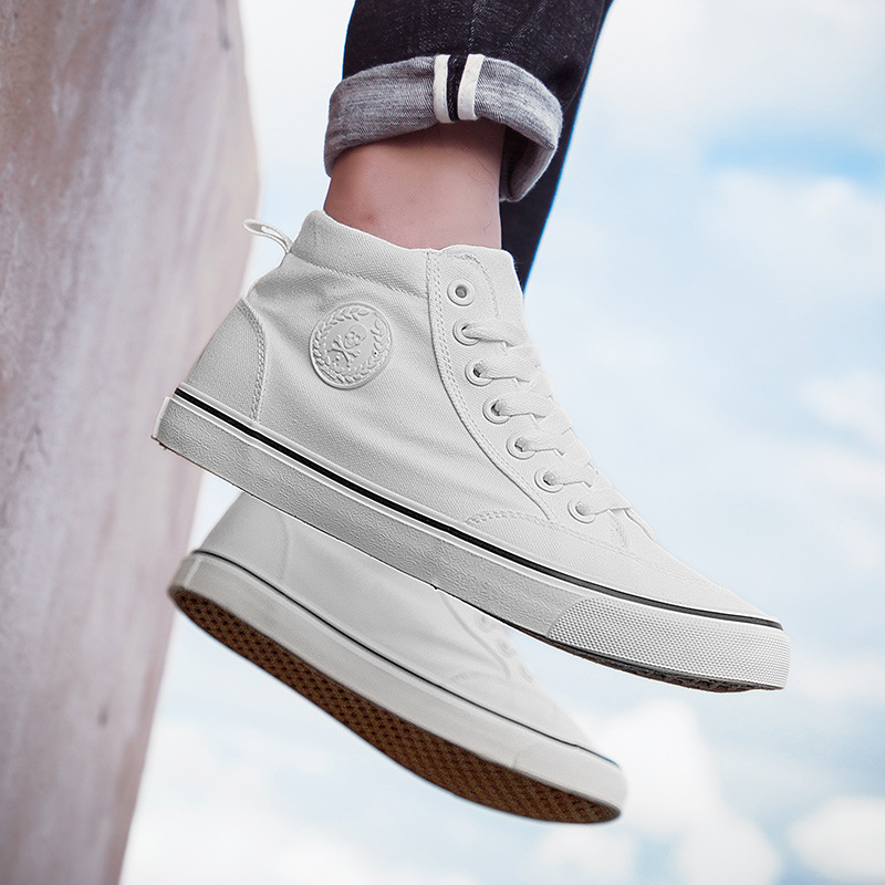 Men Shoes White Colour - Classic Men Canvas Shoes Spring Autumn