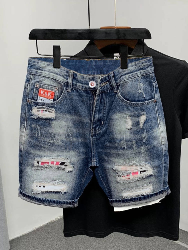 Men'S Shoes For Jeans - 2026 Summer Ripped Straight Men Denim