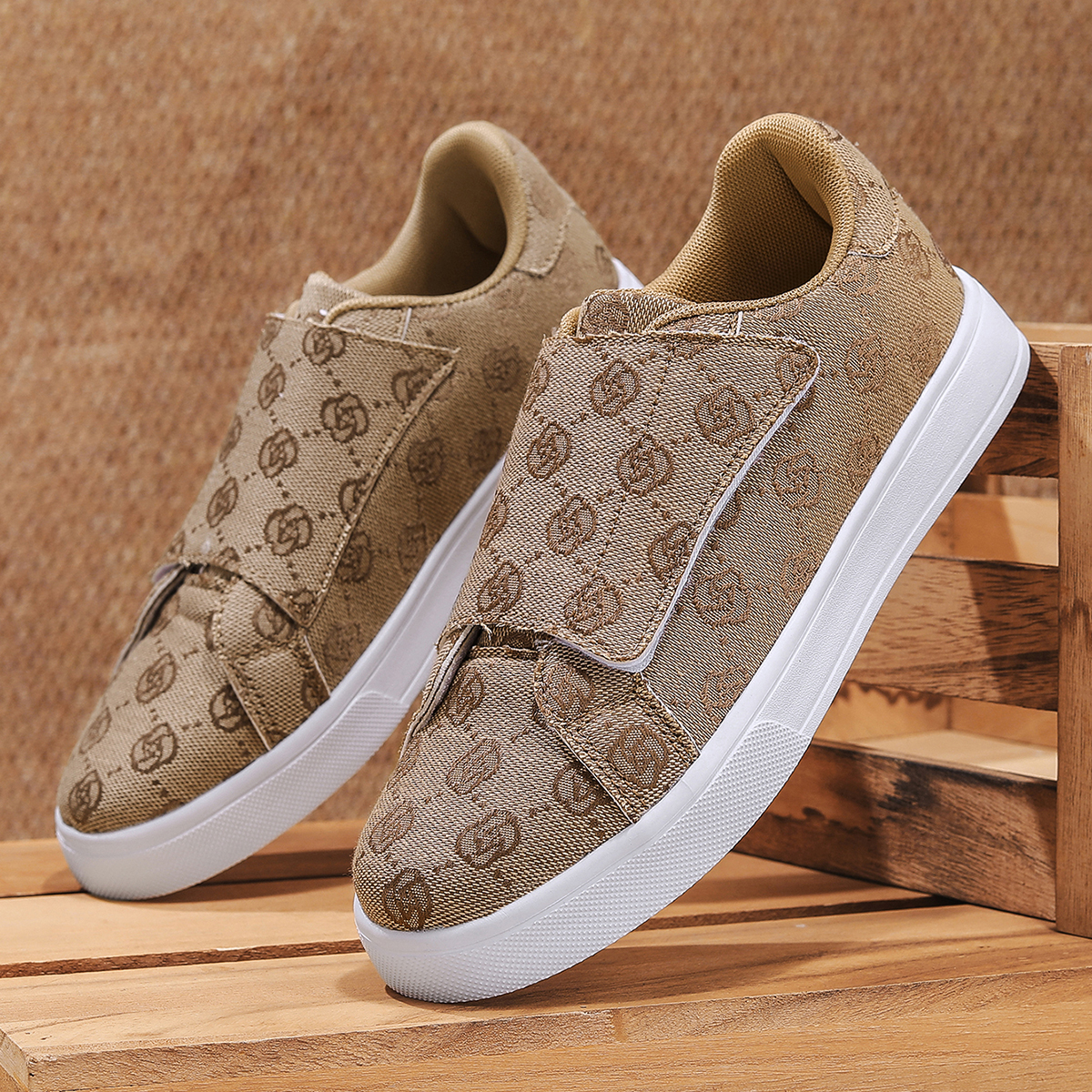 Men Shoes Velcro - 2026 New Men's Vintage Print Velcro