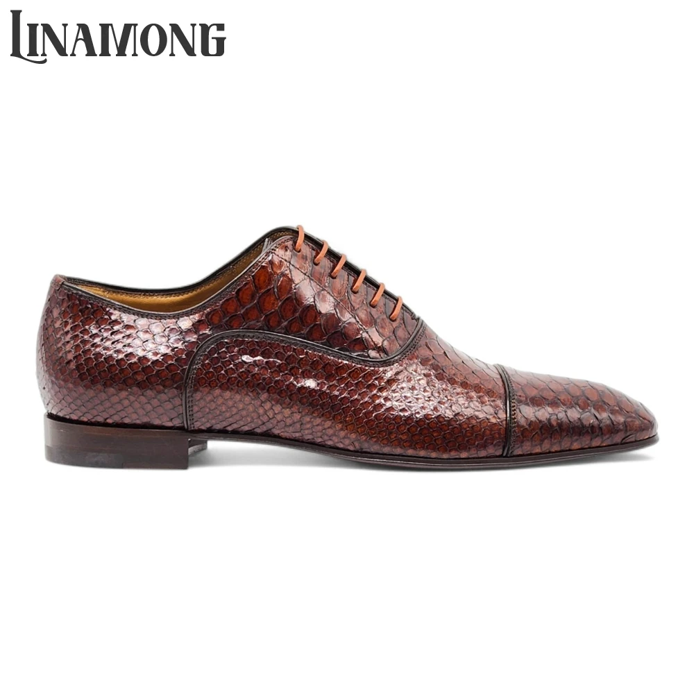 Brown Faux Python Leather Oxfo - Men'S Shoes Limited Edition avaliação e preço