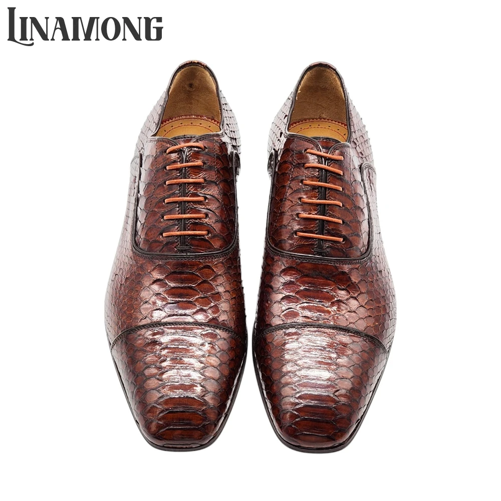 Brown Faux Python Leather Oxfo - Men'S Shoes Limited Edition avaliação e preço