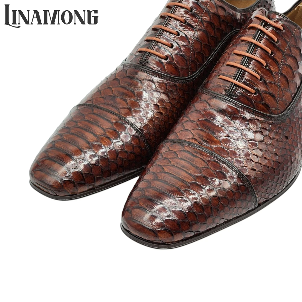 Brown Faux Python Leather Oxfo - Men'S Shoes Limited Edition avaliação e preço