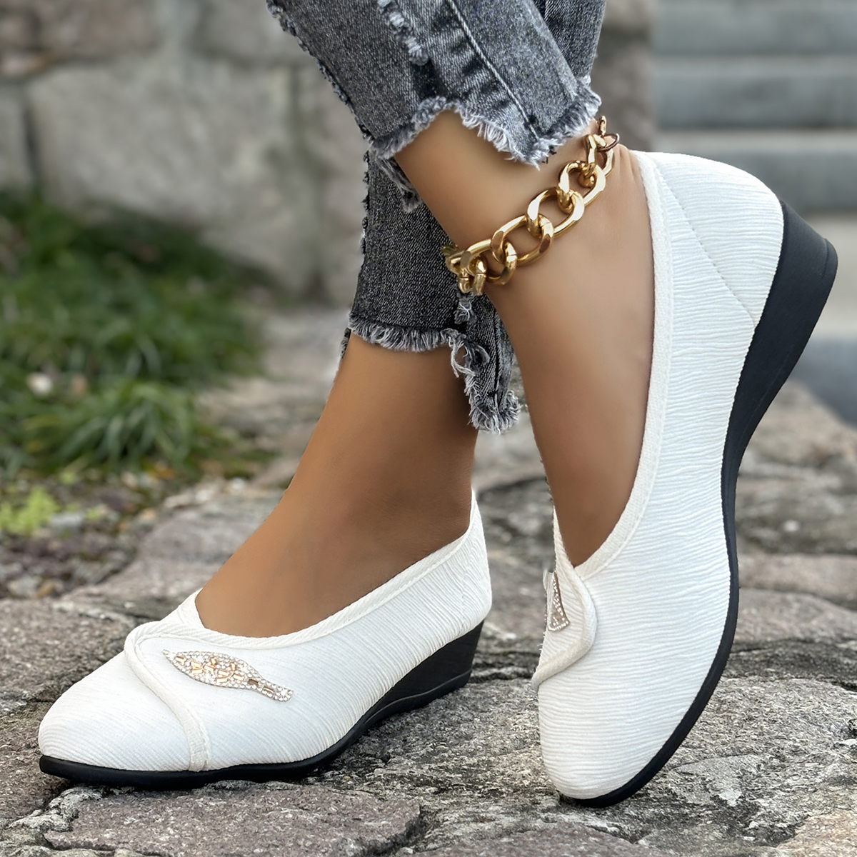 Women's Elegant Rhinestone Fla - Men Shoes Everyday avaliação e preço
