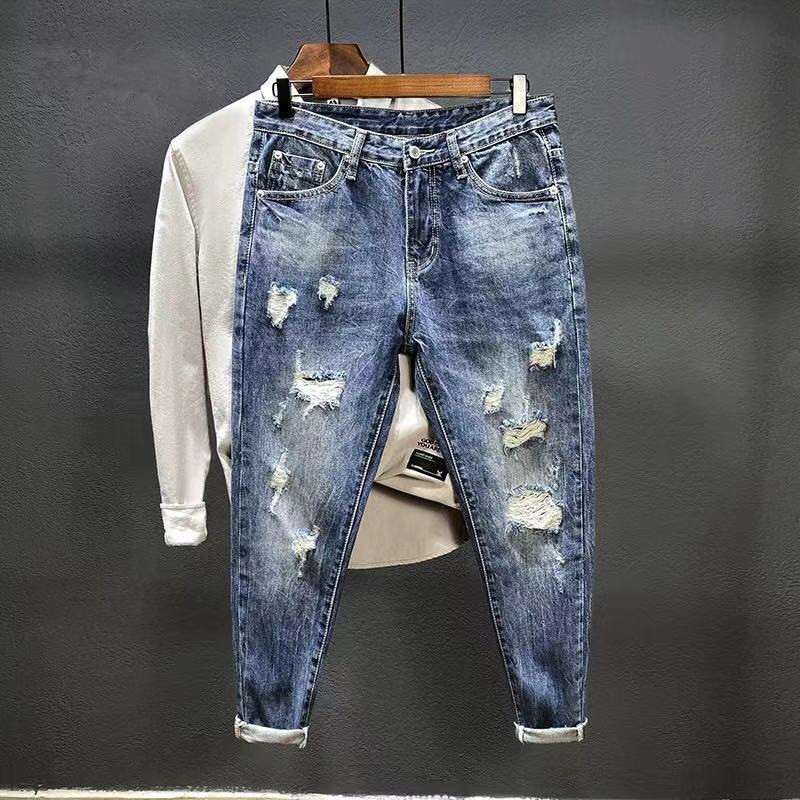 Nine-point jeans with holes fo - Men'S Shoes For Jeans avaliação e preço