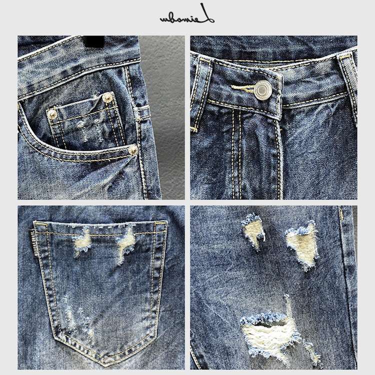 Nine-point jeans with holes fo - Men'S Shoes For Jeans avaliação e preço