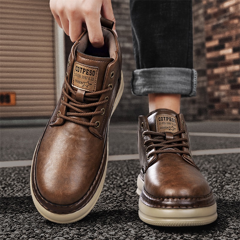 Men's Handmade Retro High-Top  - Men Shoes Everyday avaliação e preço