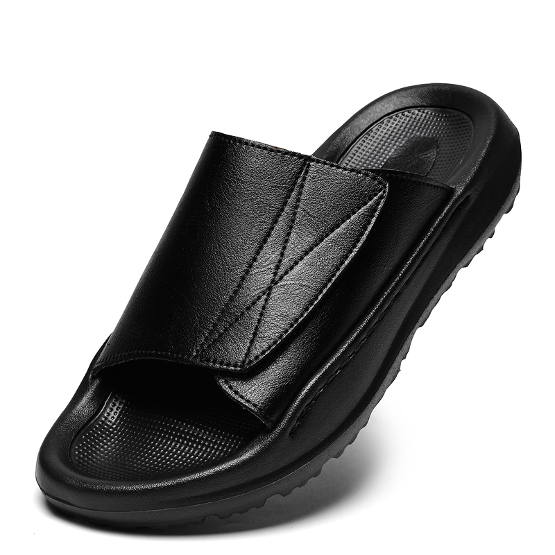 Easy-top Leather Slide Slipper - Men Shoes Velcro avaliação e preço