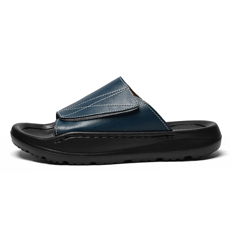 Easy-top Leather Slide Slipper - Men Shoes Velcro avaliação e preço