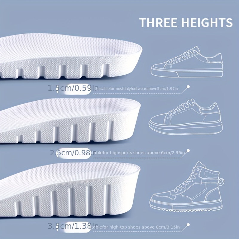 1 Pair New 1.5-3.5cm White Inv - Men Shoes Size Chart avaliação e preço