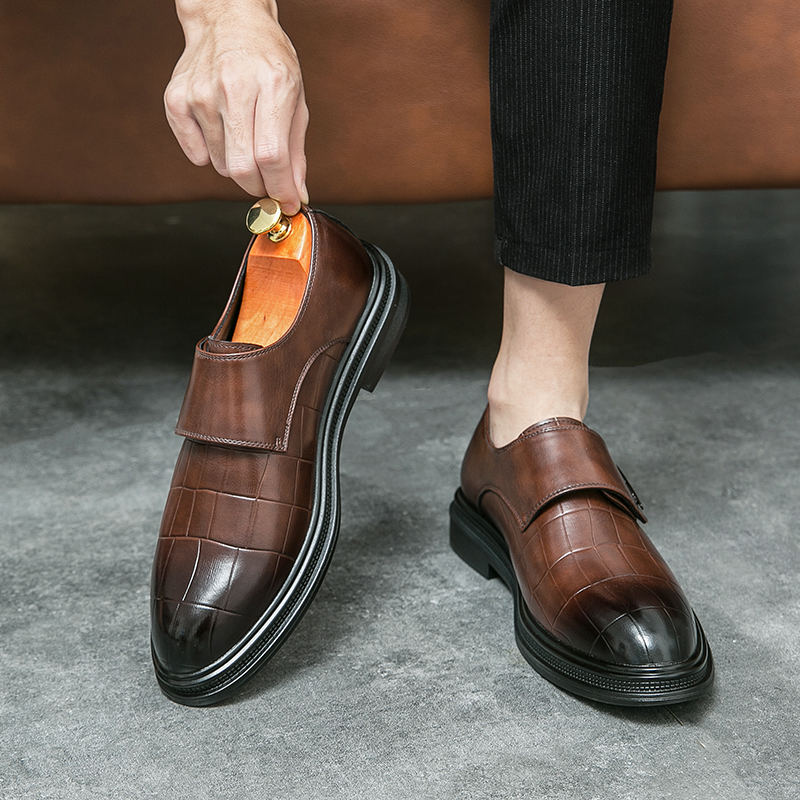 Men Business Dress Leather Sho - Men Shoes Velcro avaliação e preço