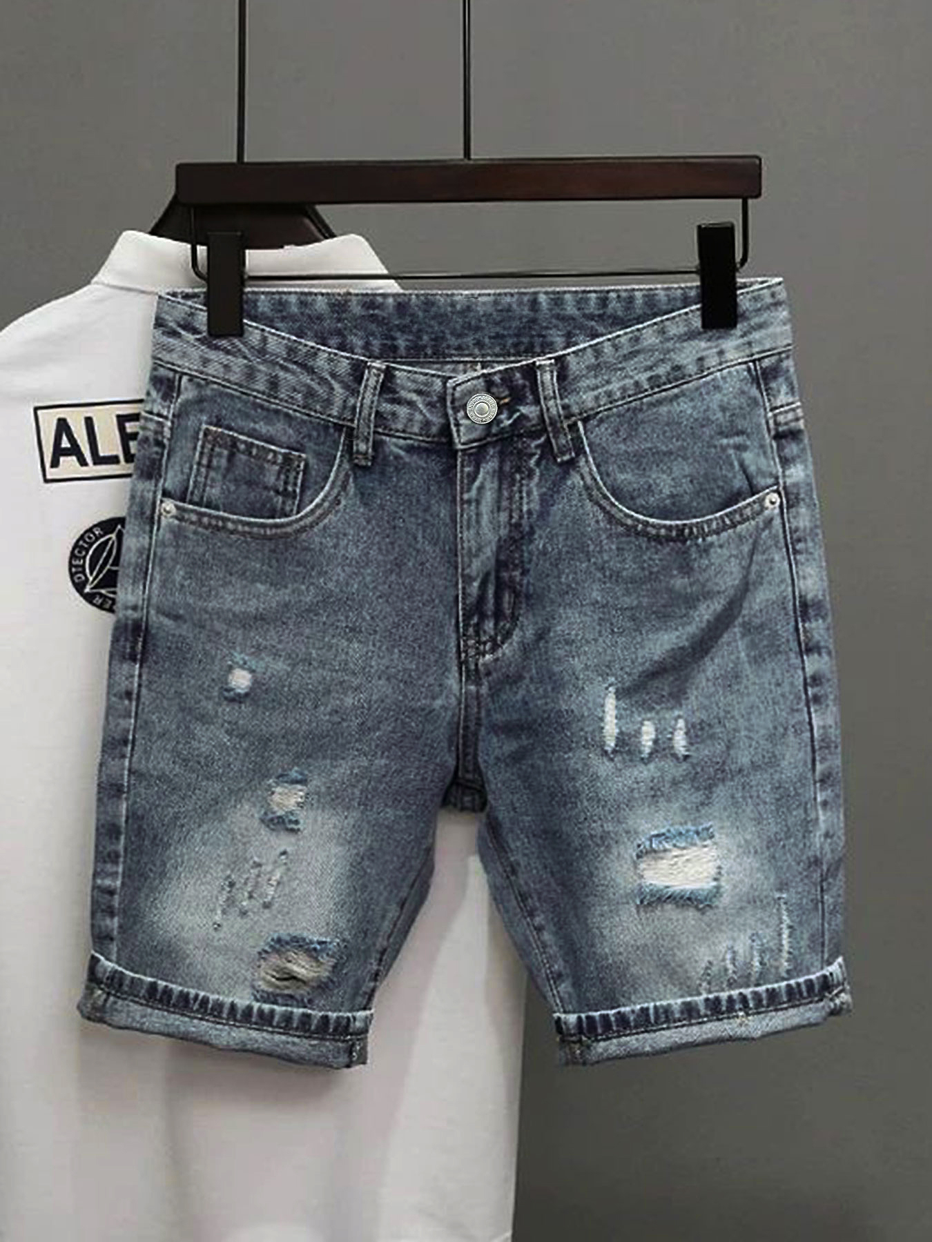 Light Blue Denim Shorts Men's  - Men'S Shoes For Jeans avaliação e preço
