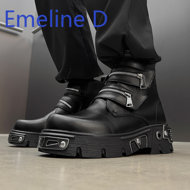 Dark Punk High Top Shoes Fashi - Men'S Shoes To Increase Height avaliação e preço