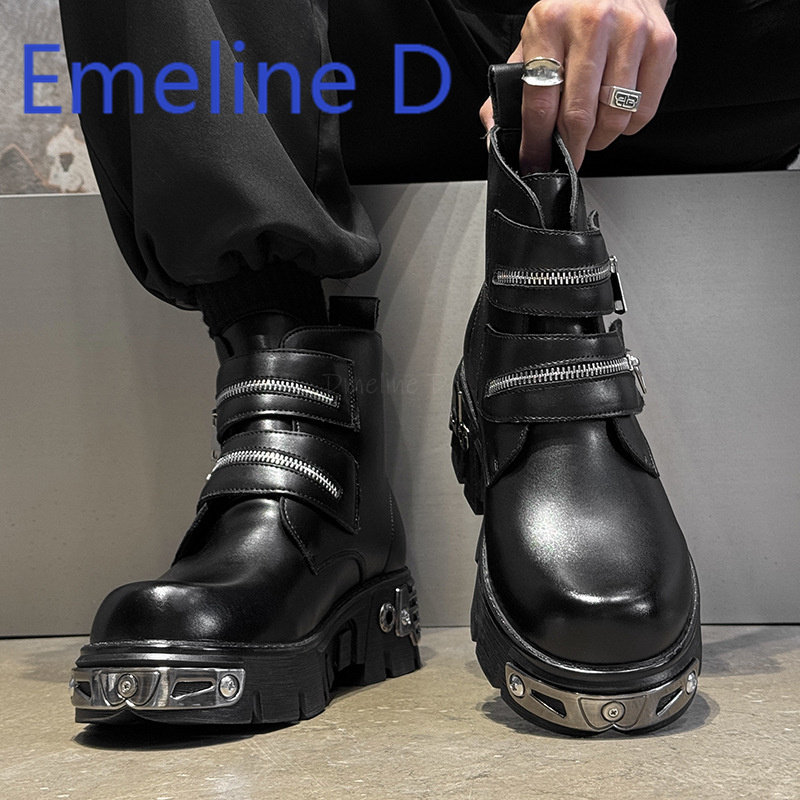 Dark Punk High Top Shoes Fashi - Men'S Shoes To Increase Height avaliação e preço