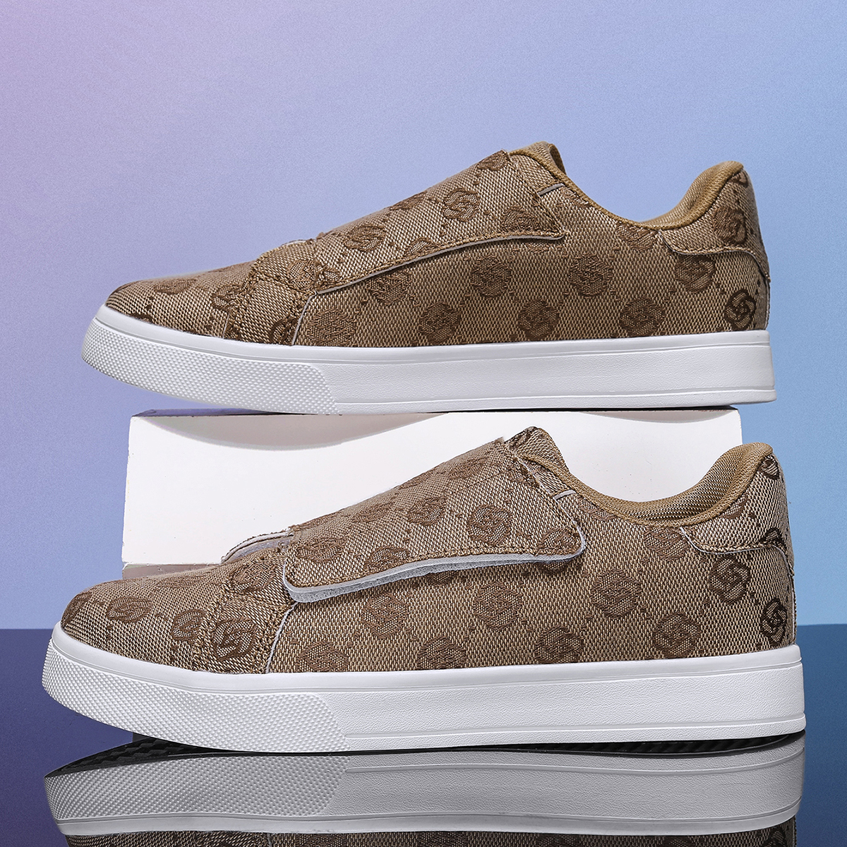 2026 New Men's Vintage Print V - Men Shoes Velcro avaliação e preço