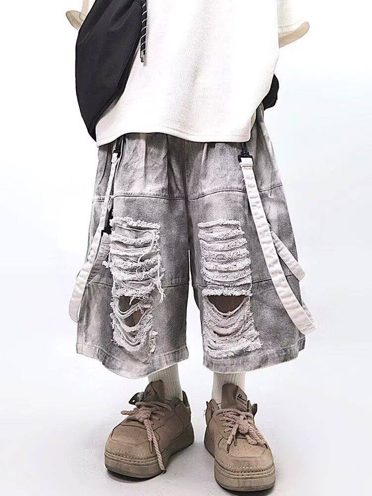 Retro Hip-hop Men's Ripped Jea - Men'S Shoes For Jeans avaliação e preço