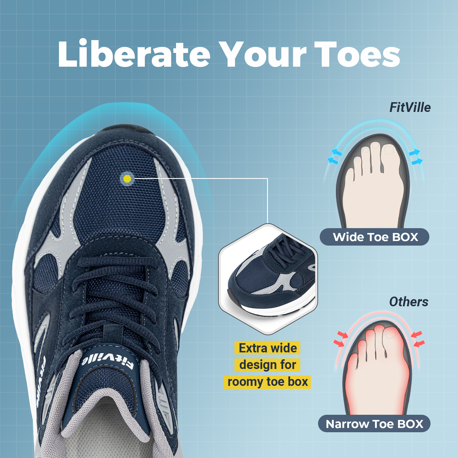 FitVille Newest Walking Shoes  - Men Shoes Size Chart avaliação e preço