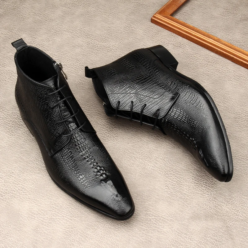 Luxury Mens Genuine Leather Bo - Men Shoes For Wedding avaliação e preço